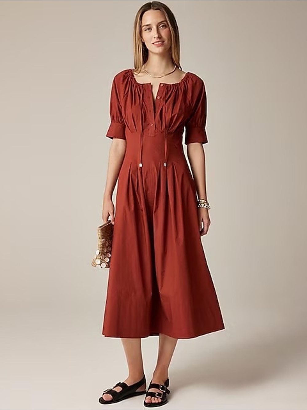 Cinched-waist shirt-dress